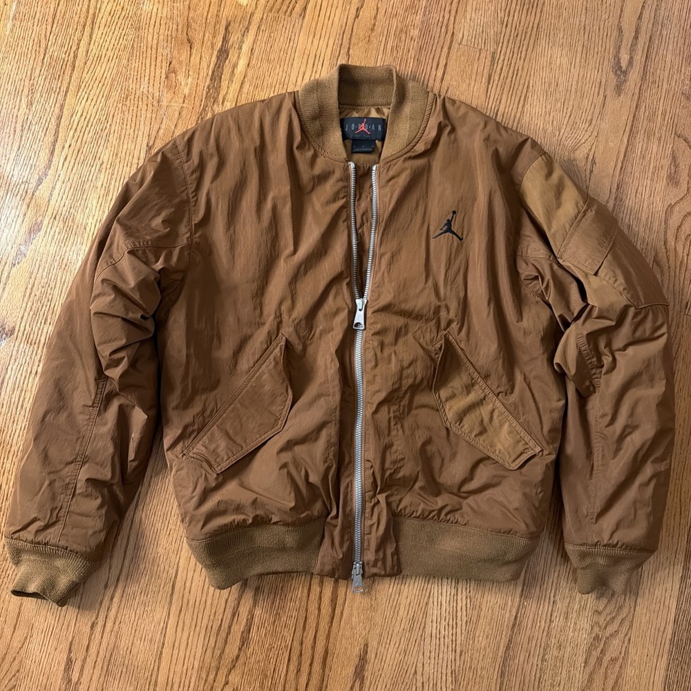 Jordan Bomber Jacket Size Medium Mens Brown Renegade Essentials Full Zip